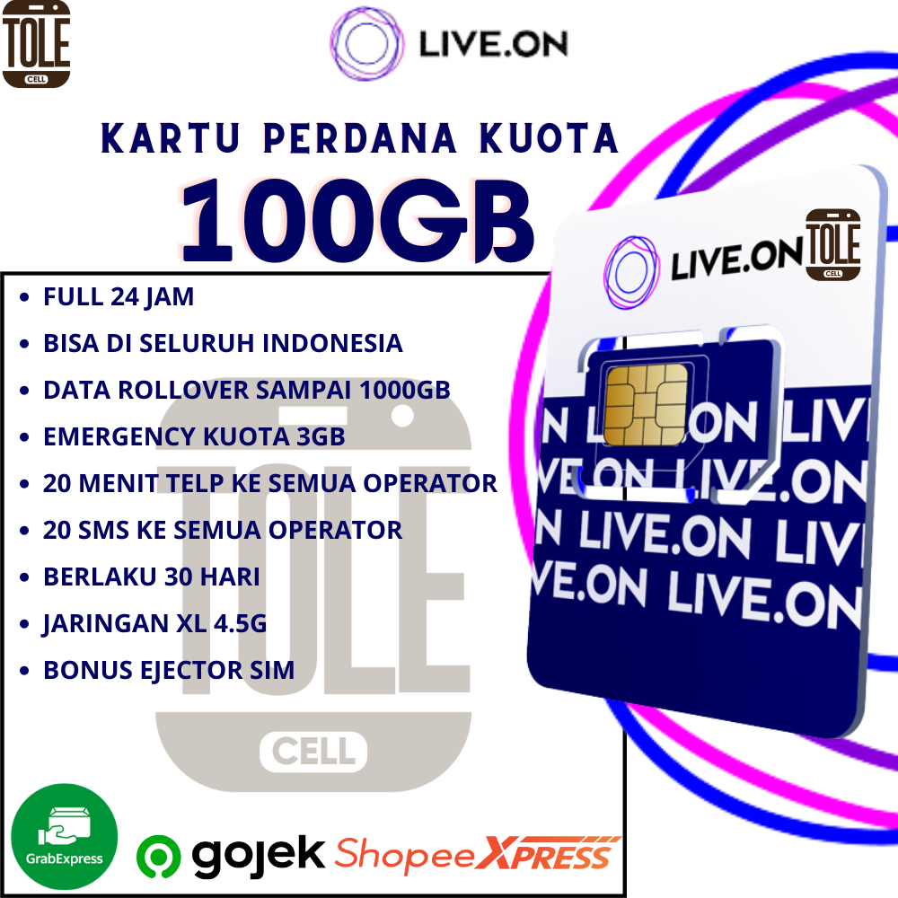 Kartu Perdana Live On 200GB / 100GB / 50GB / 25GB / 20GB / 15GB / 10GB / 7GB Nomor Kuota Data Internet Besar dan Murah  Jarirngan XL Axiata 4.5G