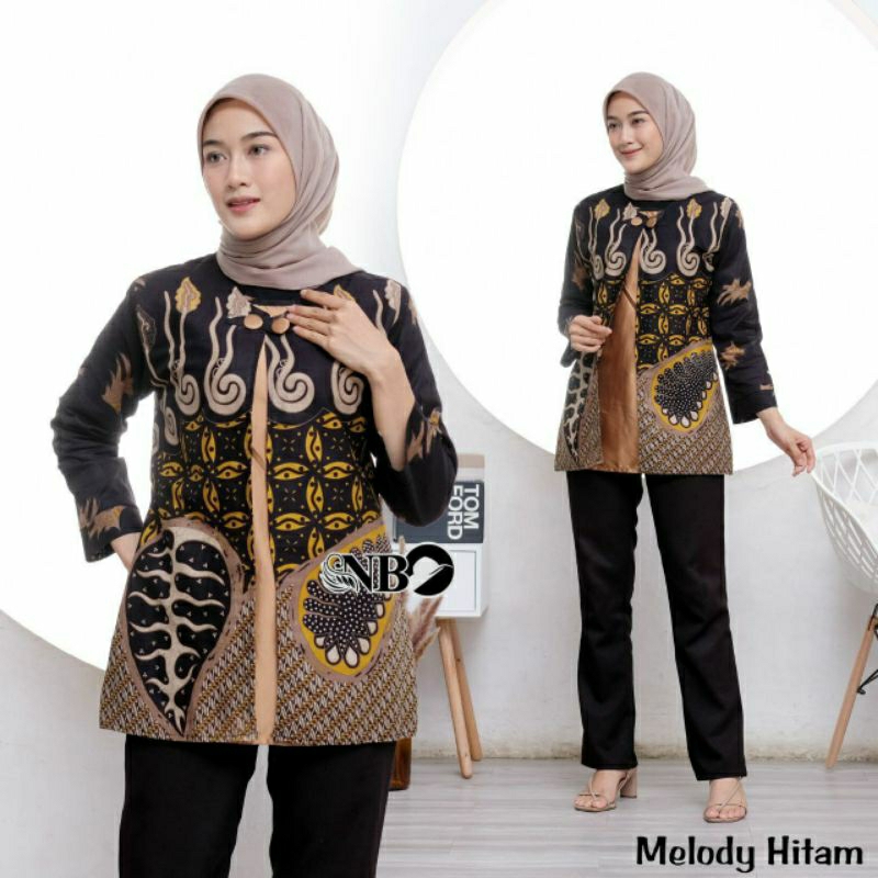 M L XL XXL BLOUSE BATIK ATASAN WANITA MUSTIKA BURUNG MERAK CENDRAWASIH MELODY