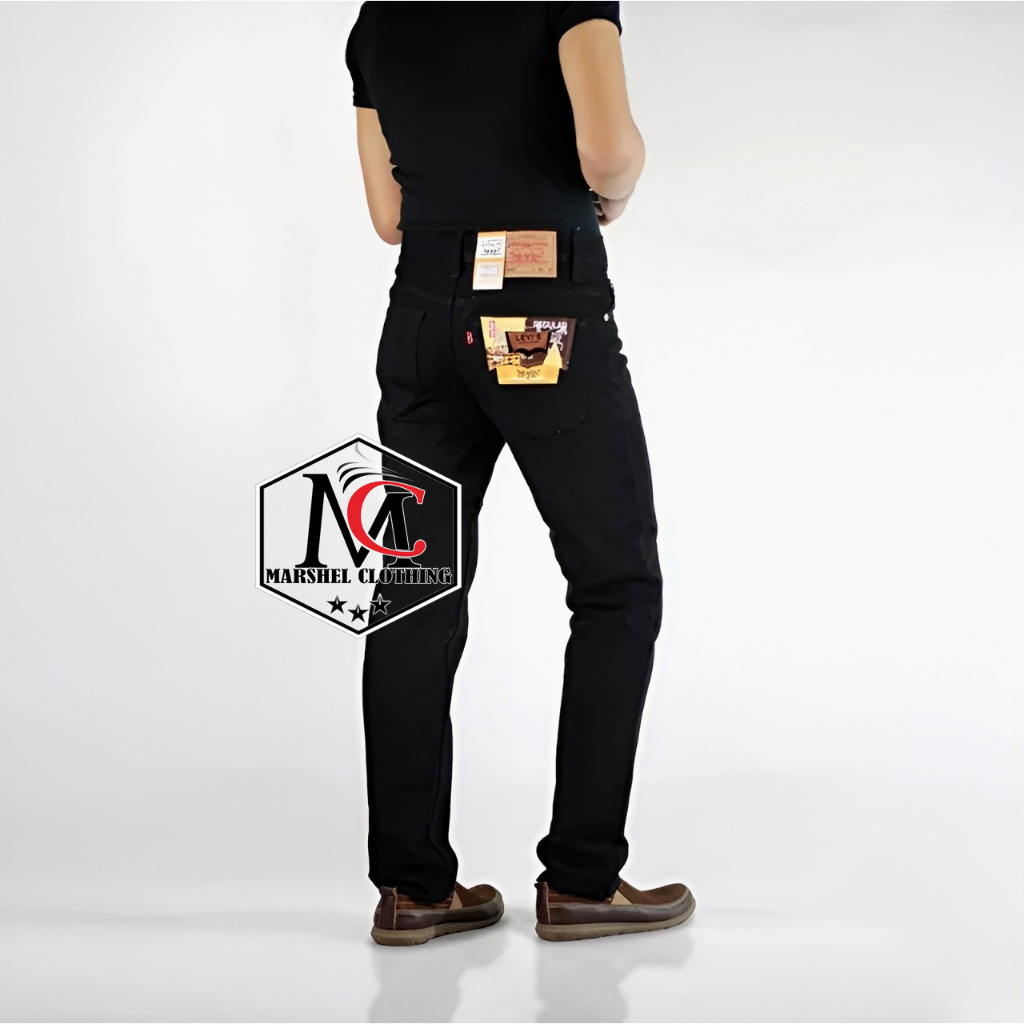 RCL - Celana Jeans Hitam Standar Reguler Celana Jeans Reguler / Celana Jeans Pria Standar Regular Murah Jeans Basic Standar Pria Jumbo Big Size 28 S/d 38