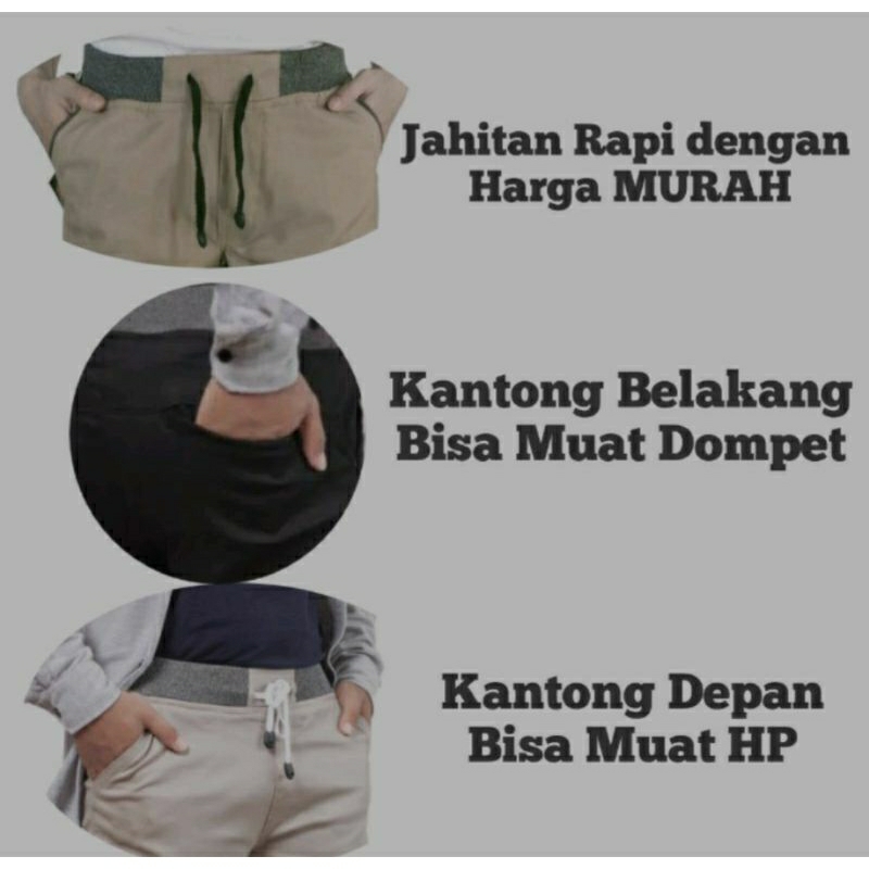 [BIG SIZE] CELANA CHINOS PANJANG KARET PINGGANG RIP KOLOR