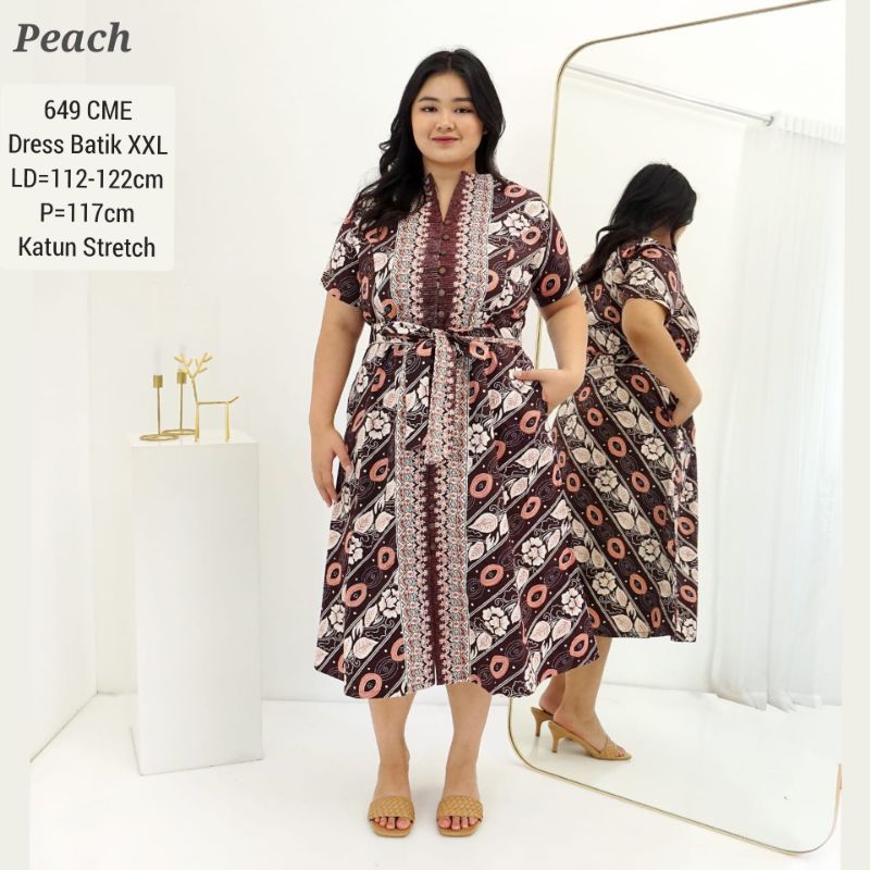 BIGSIZE DRESS UTARI BATIK JUMBO XXL TERUSAN KERJA KANTOR WANITA FASHION 649  MURAH