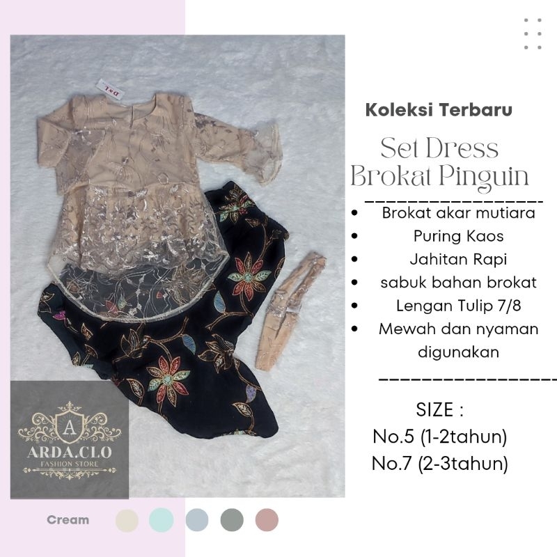 { arda.clo } BISA COD BAJU SET KEBAYA BRUKAT PINGUIN  ANAK  1 - 12TAHUN MEWAH / ROK DUYUNG SETELAN KEBAYA BROKAT ANAK KEKINIAN