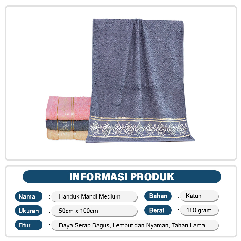 Handuk Mandi Besar Polos Tebal Bahan Katun Ukuran 100cm x 50cm Multifungsi - J3B1