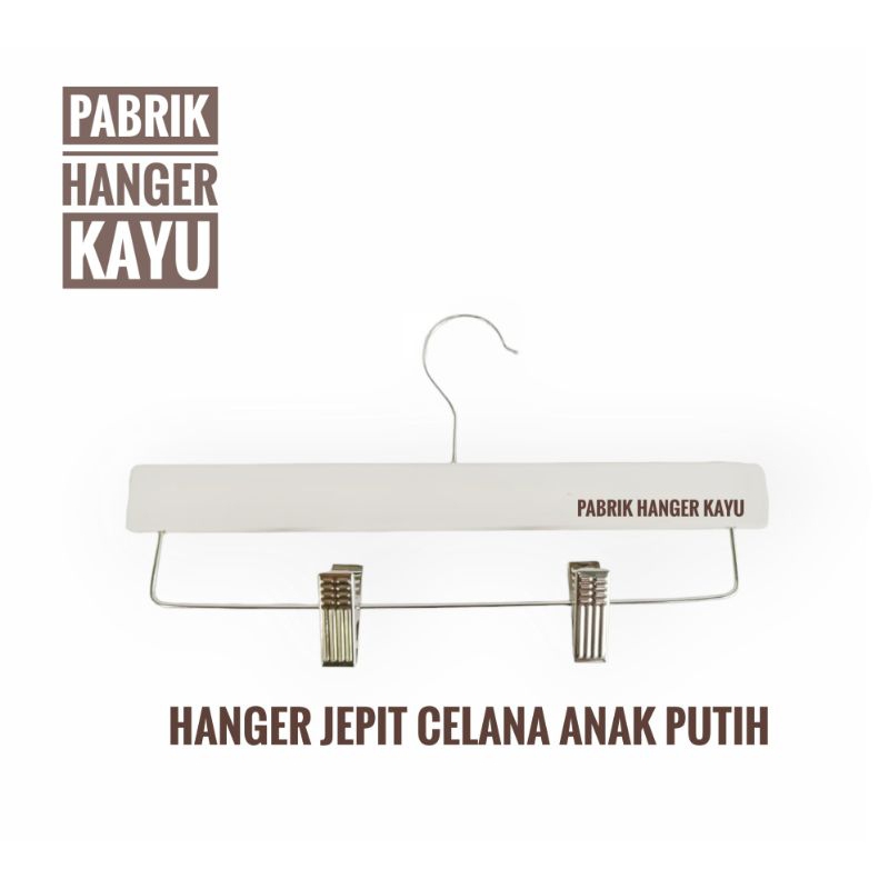 HANGER ANAK CELANA JEPIT PUTIH PANJANG 30CM