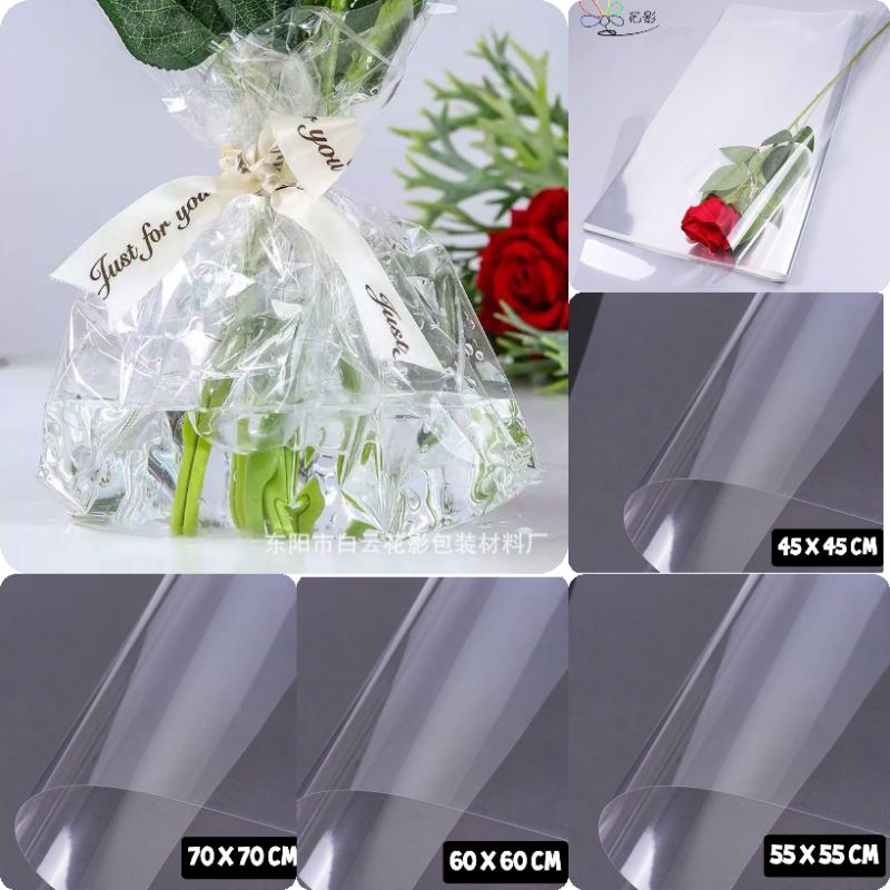 Plastik Buket Transparan 1 lembar Plastik Bunga Flower Wrapping Transpatant Plastik Buket Bunga Mawa