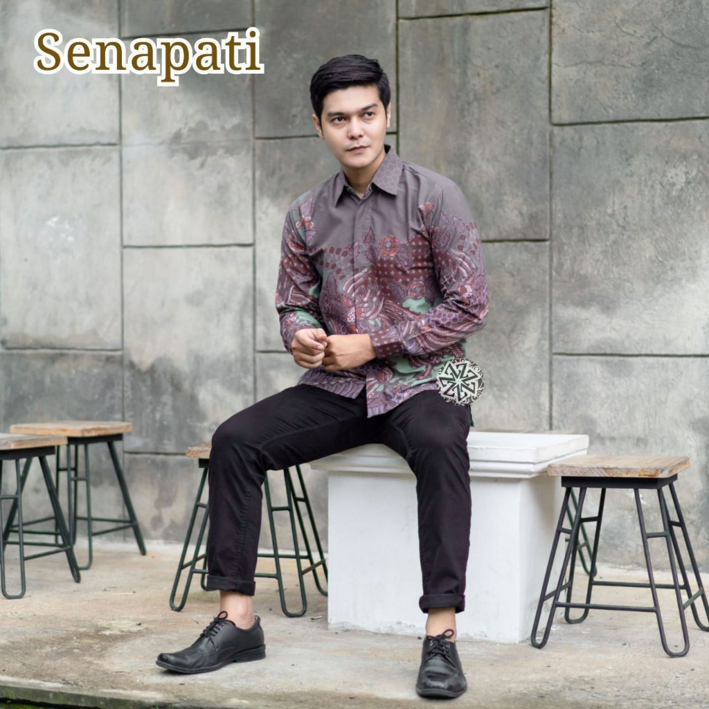 Kemeja Batik Tulis Pria Berlapis Furing Trikot Lengan Panjang Handmade motif senapati