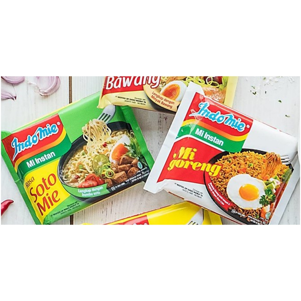 

Indomie Mie Instant / Goreng / Soto / Ayam Bawang / Mie Oven / Kari / Ayam Spesial / Soto Mie / Kaldu Ayam / Ayam Pop / Soto Banjar / Miegheti ALL VARIAN