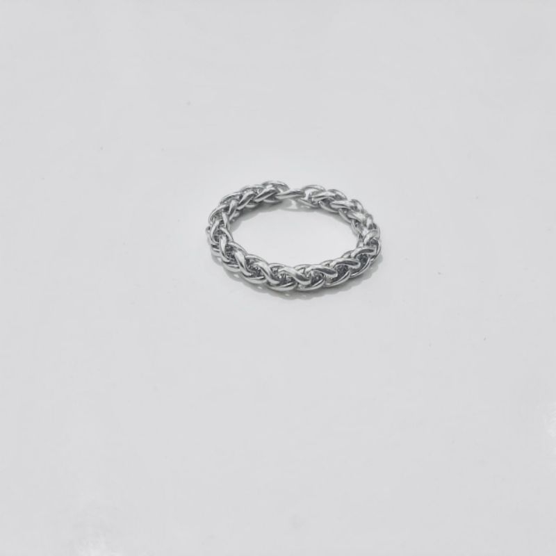 Chain Ring Silver Cincin Rantai Titanium Anti Karat