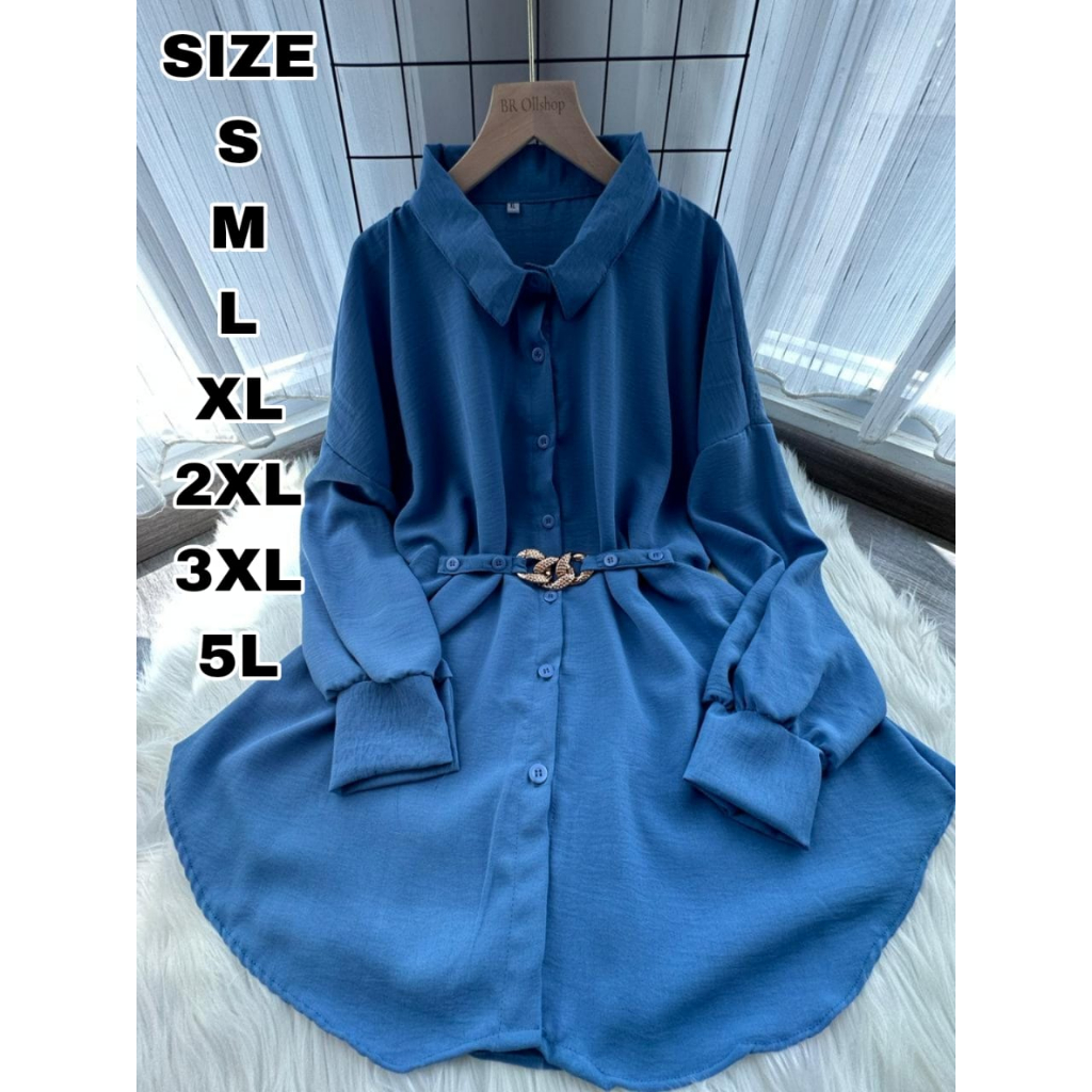 Melda Kemeja Atasan Kantor Wanita Polos Big Size S M L XL 2XL 3XL 5L Jumbo Oversize