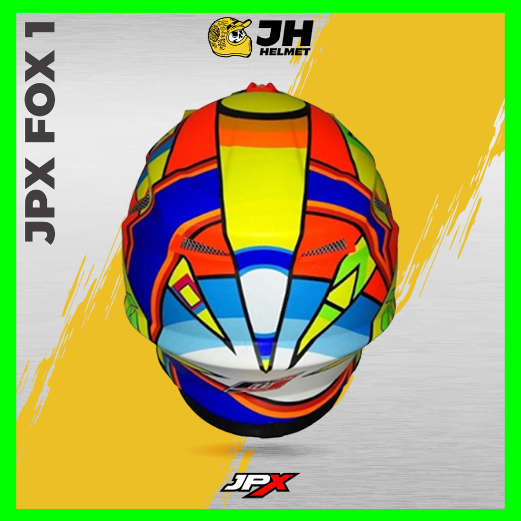 Helm JPX Cross Fox1 X4 Sunmonth Red Fluo Glossy | Fox 1 Trail | Helm Full Face | JUAL HELM