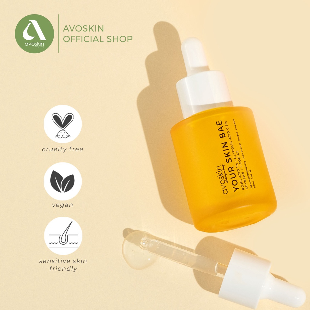 AVOSKIN YOUR SKIN BAE SERUM KOJIC ACID 1℅ + GLYCOLIC ACID 0.5%