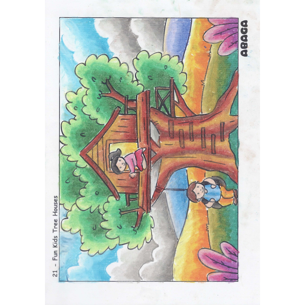 

Lembar Mewarnai Anak Teknik Pastel / Fun Kids Tree Houses / Smart Coloring Page