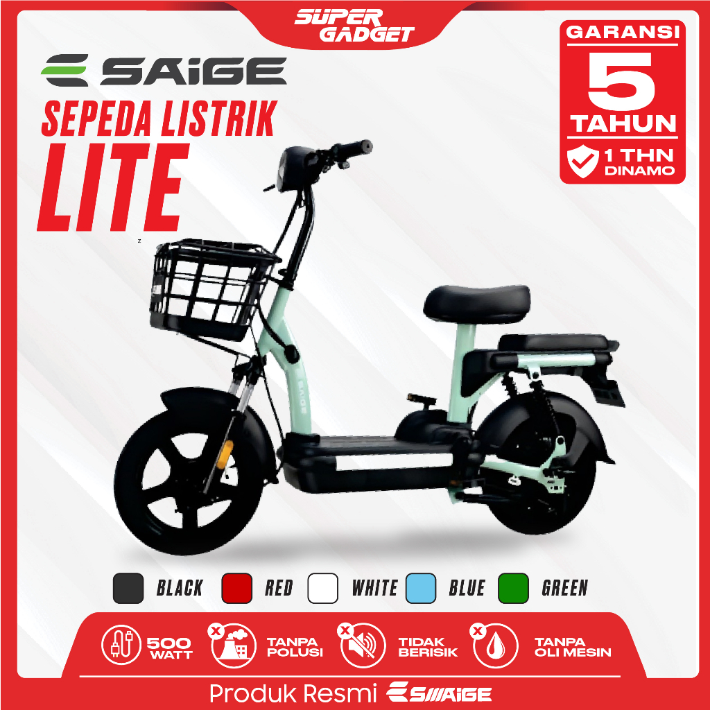 SAIGE LEDY LITE Sepeda Listrik Mopit Selis 48V/12AH 48V 12AH 48/12 Garansi Resmi