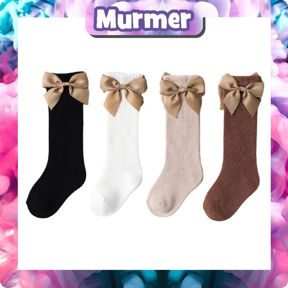 MurmerOfficial Kaos Kaki Panjang Anak Perempuan Model Pita Lucu Anti Slip / Kaus Kaki Bayi Korea Bahan Lembut Ribbon Baby Socks import KK071