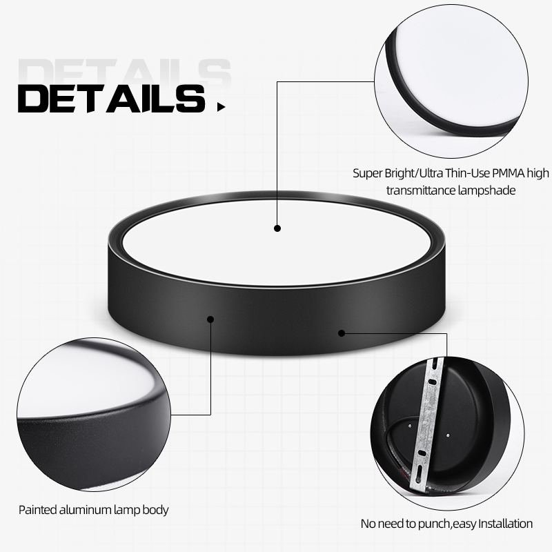 Lampu Plafon LED Ceiling Light Bright and Soft Natural White 12W - B-J21 - Black