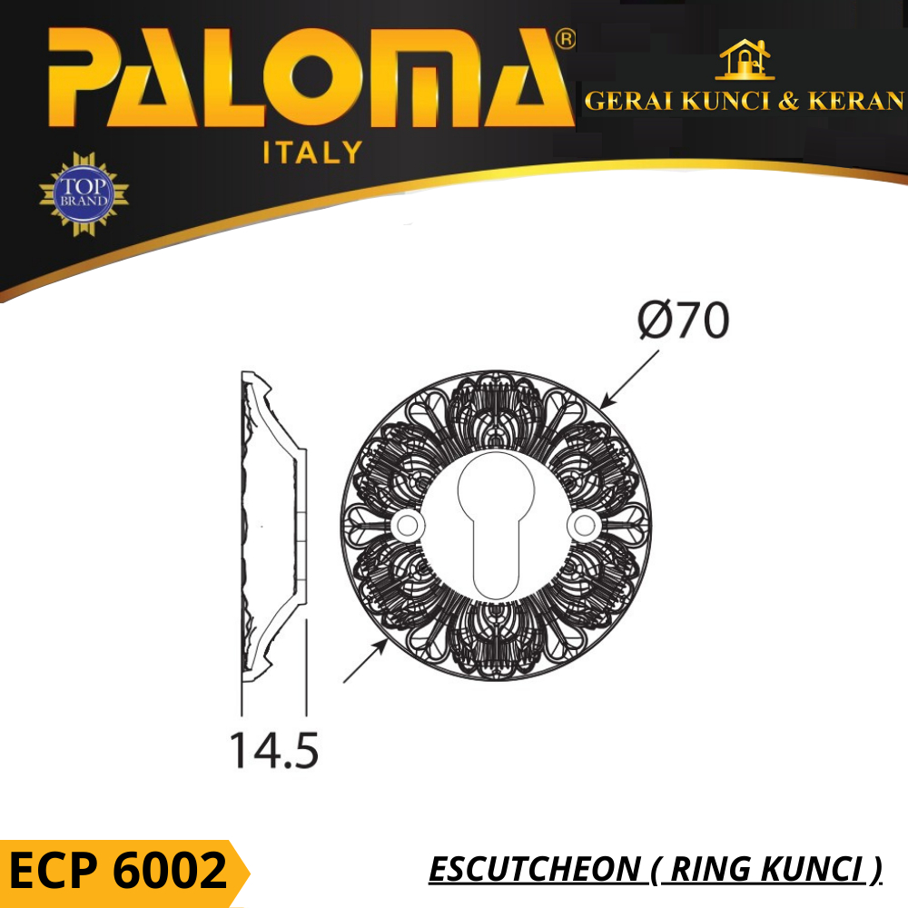 PALOMA ECP 6002 RING KUNCI BULAT ESCUTCHEON PREMIUM COVER TUTUP CYLINDER KUNCI RAB ANTIQUE