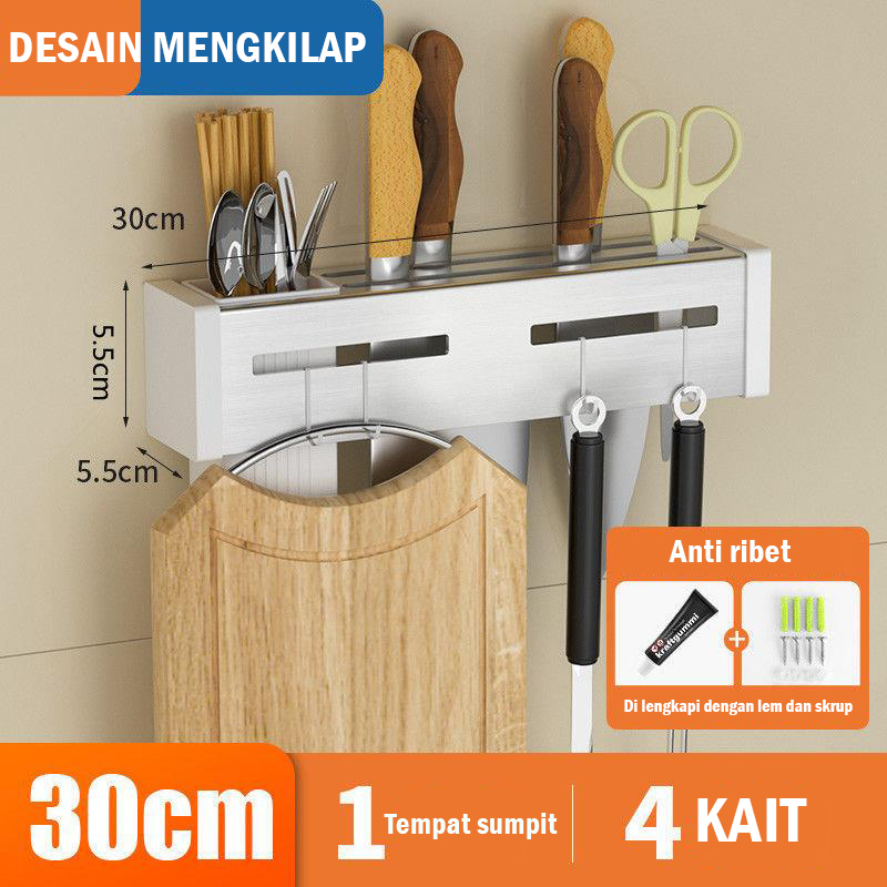 Rak Dapur Gantungan Stainless Steel Tempat Pisau Sendok Garpu