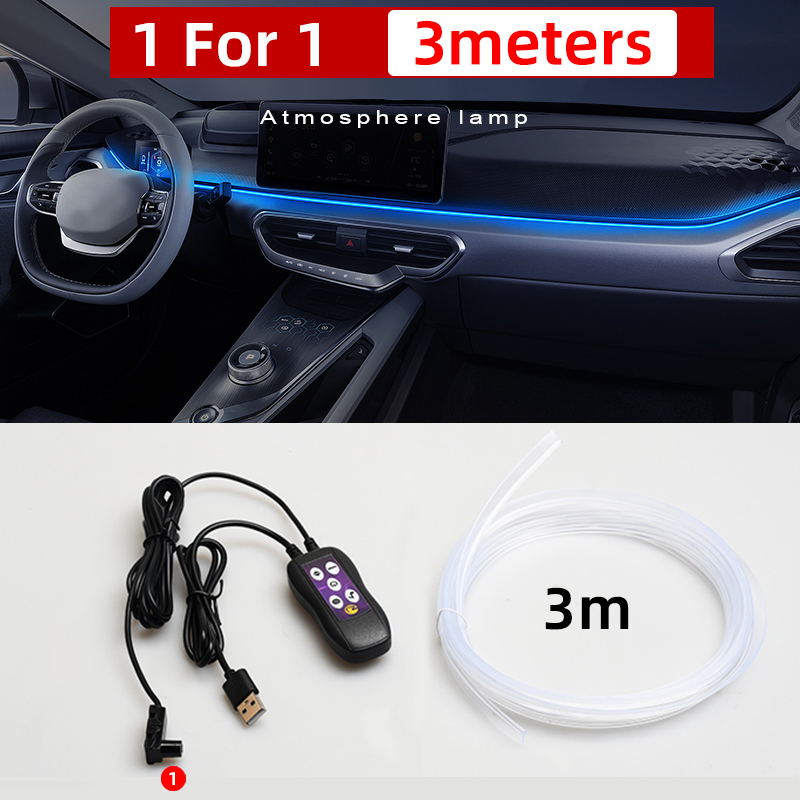 Lampu Hias Fiber Optik Car Interior Light 7 Color USB 5W 3M - FC-3M - Black