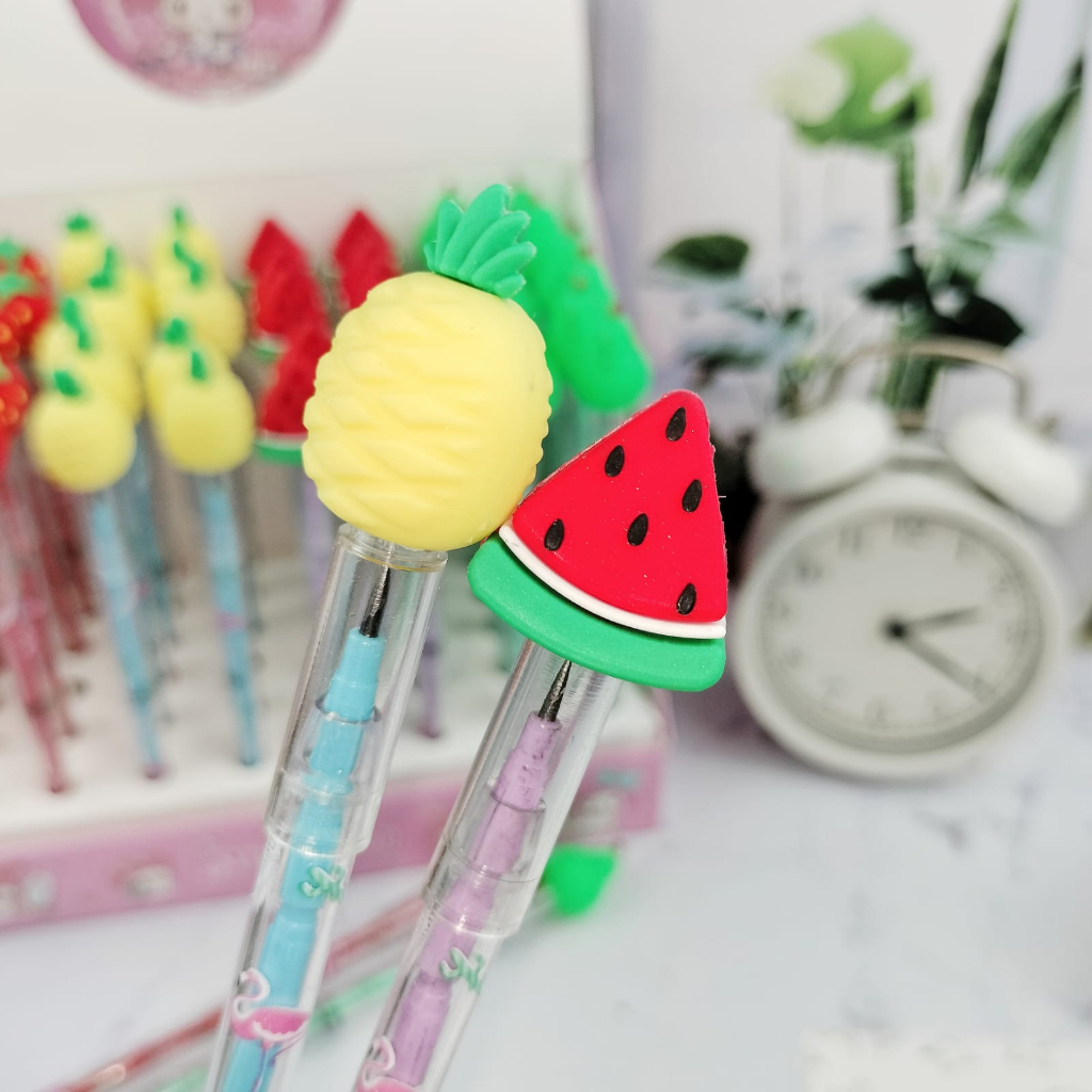 PENSIL SUSUN LUCU HAPPY FRUIT BUAH IMUT LENGKAP HARGA TERMURAH PENSIL PELURU KARAKTER UNIK SUPER CUTE ALAT TULIS SEKOLAH TERLENGKAP BISA COD DAN GROSIR