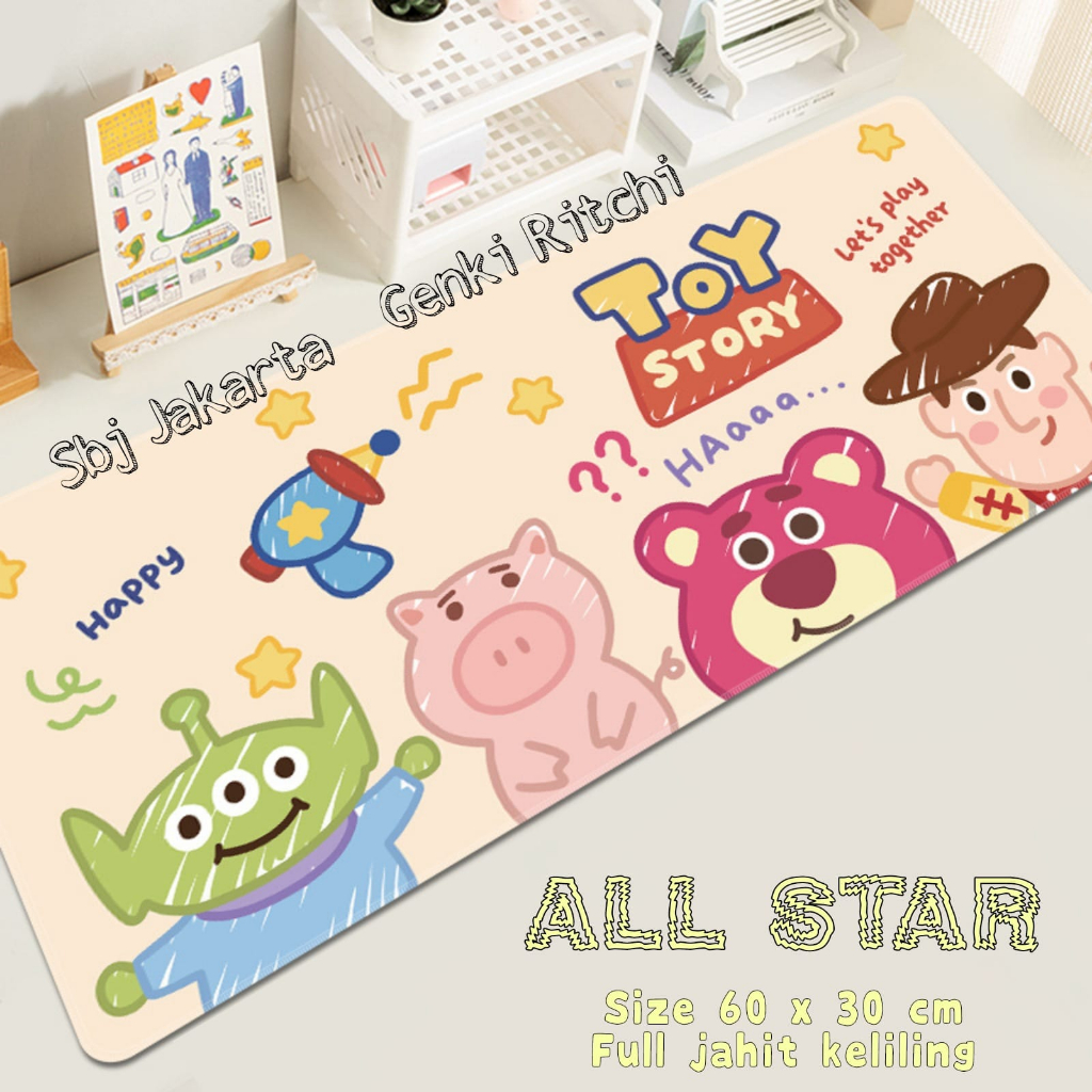 Mouse Pad Mousepad panjang Premium microfiber antislip jahit pinggir Sanrio Toy Story