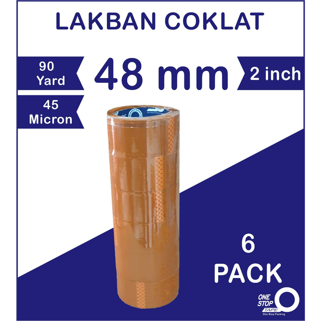 

1 Slop / 6 Pack Lakban OPP Tape / Lakban Bening Onestop Tape 90 Yard x 48mm