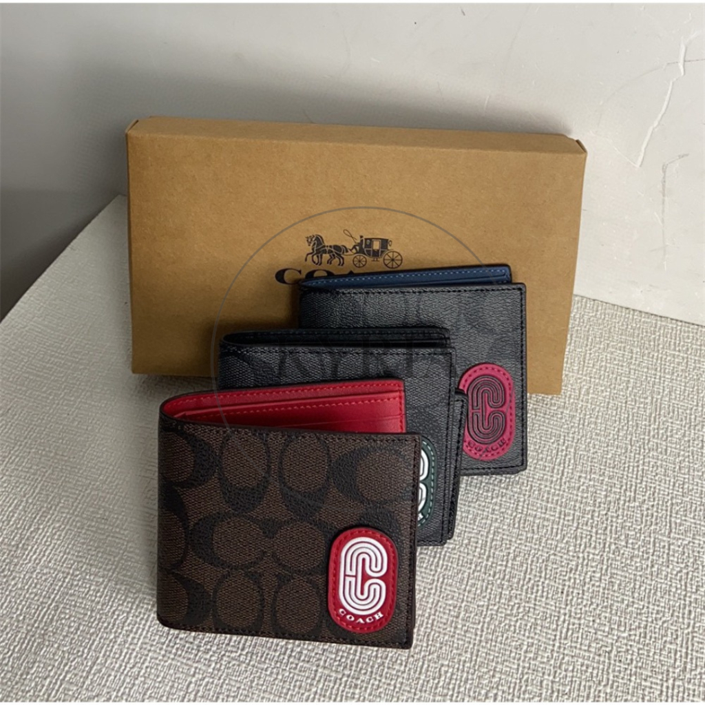 DOMPET PRIA SHORT WALLET HALF FOLD IN COLOURBLOCK SIGNATURE CANVAS WITH PATCHES C8297 8297