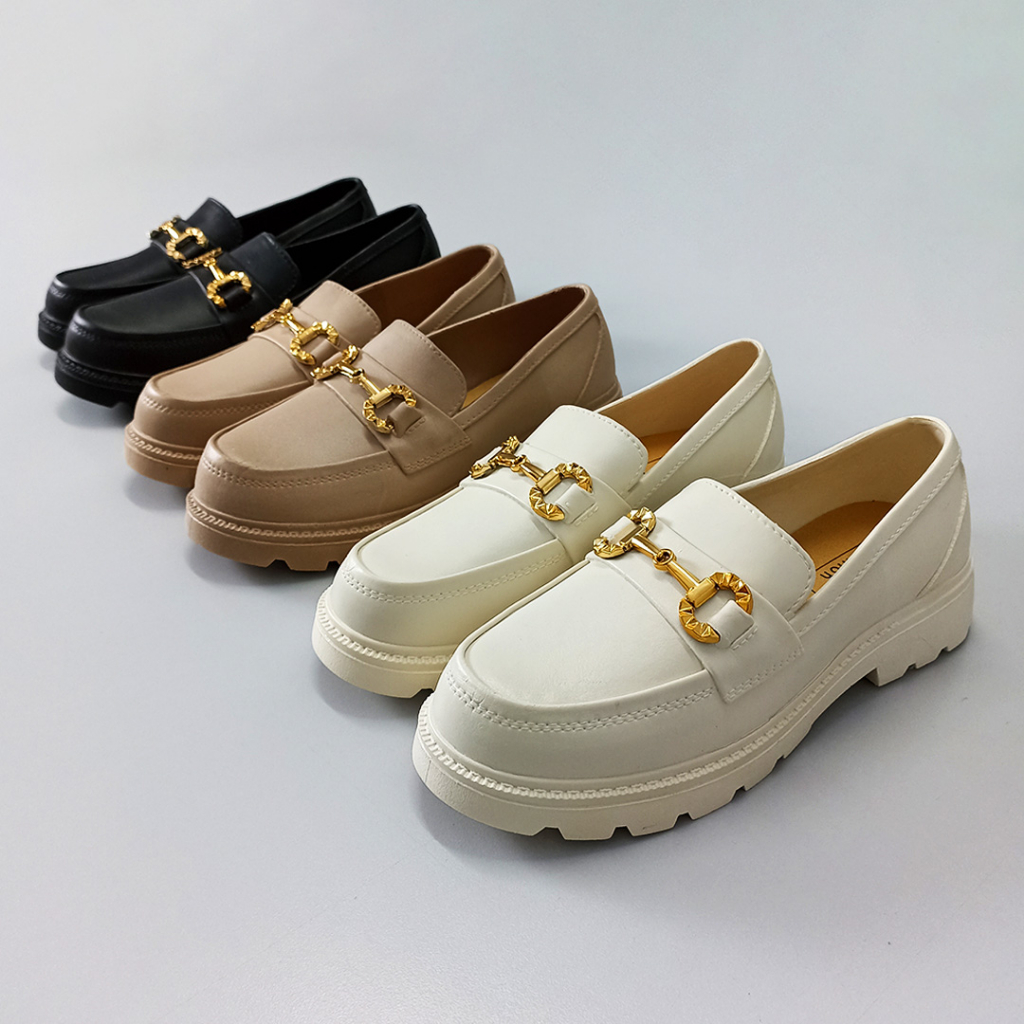 Sepatu Flat Wanita Model Slip On Fashion Style Kasual Cewek Nyaman Lentur Empuk PVC Satu7an SPT-44