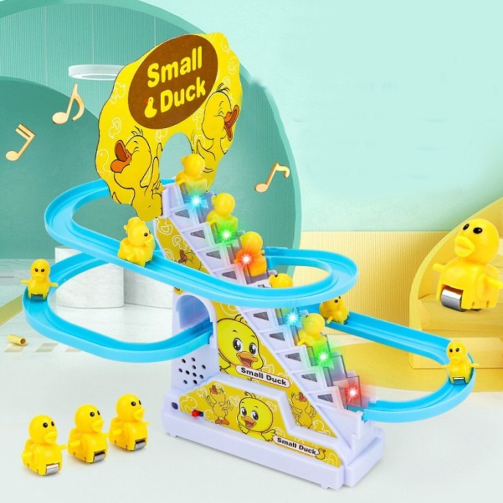 Mainan Penguin Music Track Naik Tangga/ Mainan Seluncuran Tangga Berjalan Musik  668-1  / Mini Perosotan bebek kuning kecil Mainan anak / Mainan Anak Seluncur Tangga Bebek - Slide Tangga Seluncur Bebek -Track Racing Seluncur Bebek Seluncur Penguin