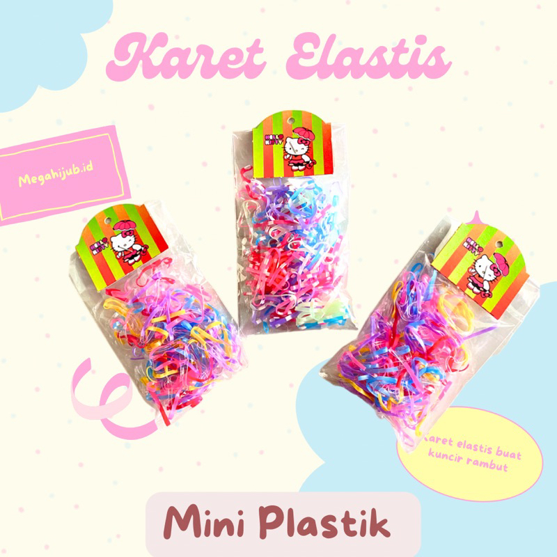 2000PCS Karet Rambut Elastis / karet rambut jepang with Pouch Warna Warni / karet rambut