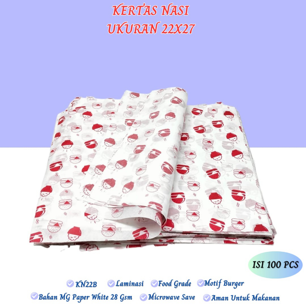 Kertas Burger Motif (Isi 100 Pcs-KN22B)