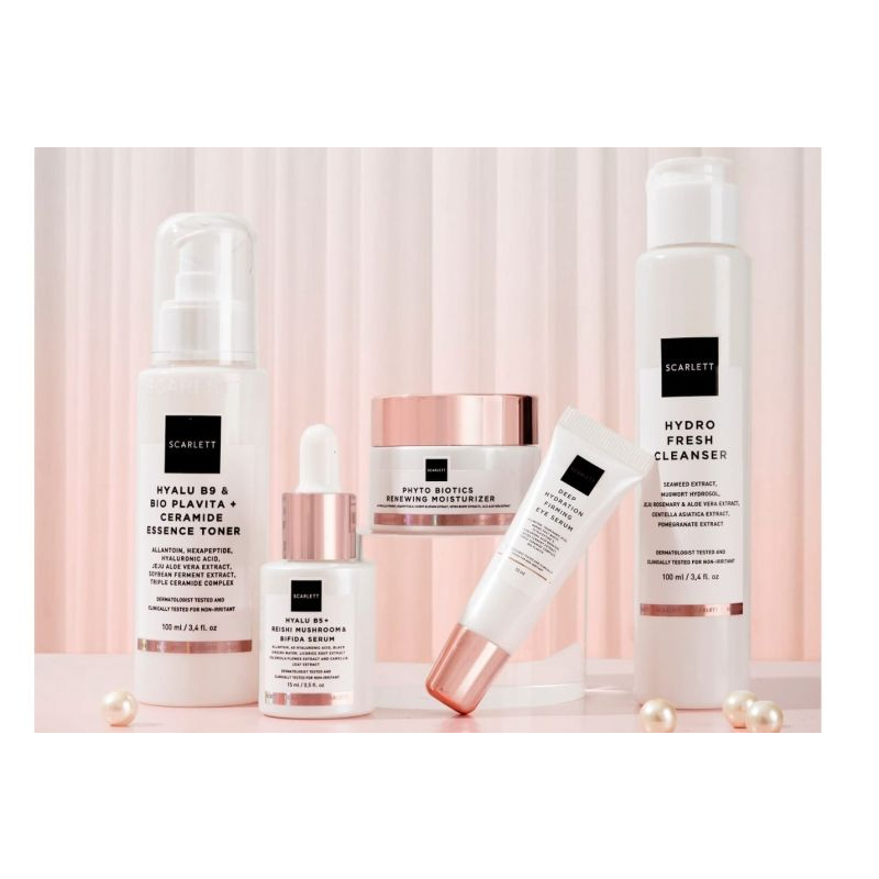 Scarlet Whitening Age Delay Series Antiaging I Hydrofresh Cleanser I Phyto Biotics Renewing Moisturizer I Essence Toner