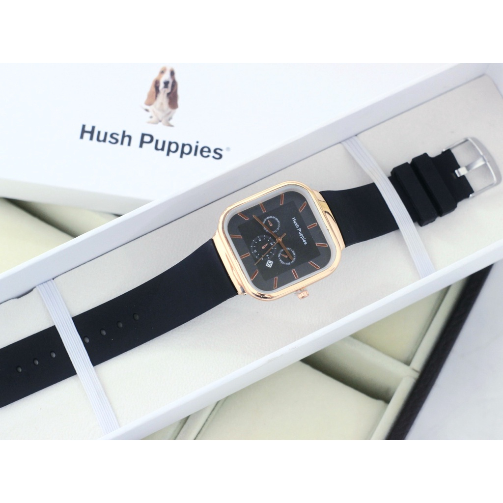 JAM TANGAN WANITA HUSH PUPIES CHRONO TANGGAL RING ROSEGOLD RUBBER HP9016