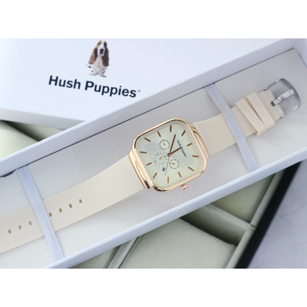 JAM TANGAN WANITA HUSH PUPIES CHRONO TANGGAL RING ROSEGOLD RUBBER HP9016