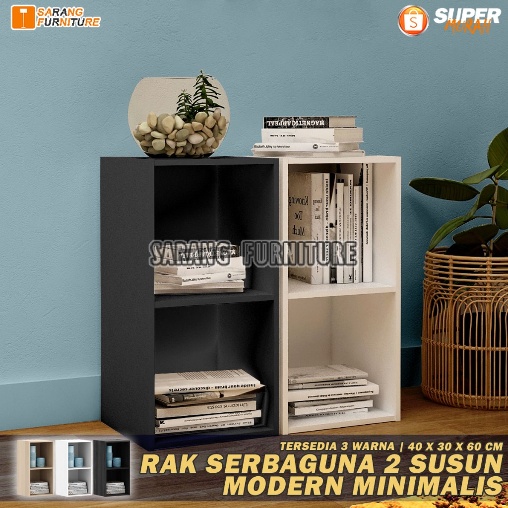 Rak buku serbaguna 4 tingkat Susun Hitam Atau Cream Murah Baru Gojek RSG 4 SUSUN