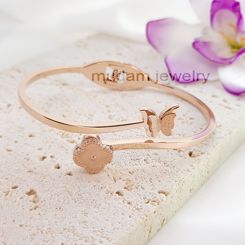 Gelang Bangle Kupu - Kupu Dengan Motif Bunga