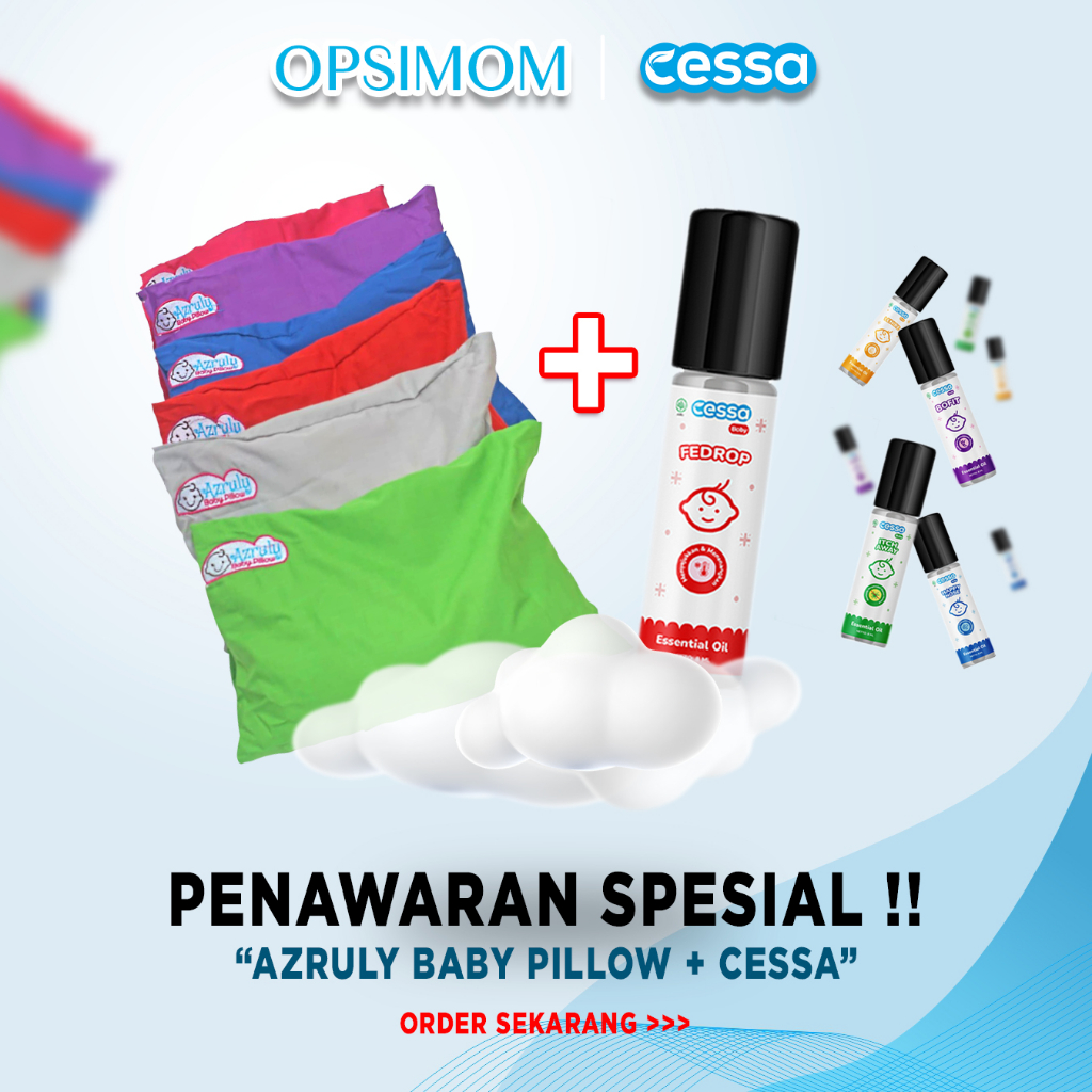 Azruly Baby Pillow + Cessa Essential Oil - Bantal Kesehatan Bayi Anti Peyang OPSIMOM