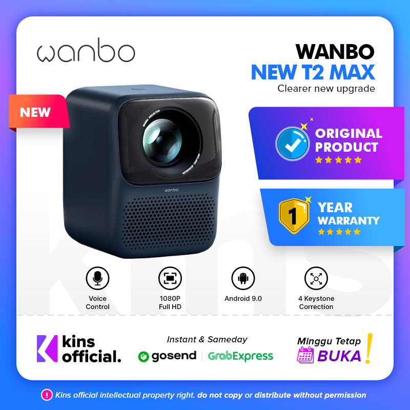 Wanbo New T2 Max Projector 450 ANSI Lumens 1080P Decode 4K Proyektor