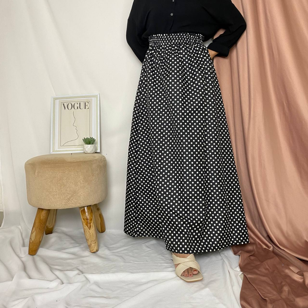 ROK A-LINE  POLKADOT BAHAN KATUN/ROK POLKA MOTIF