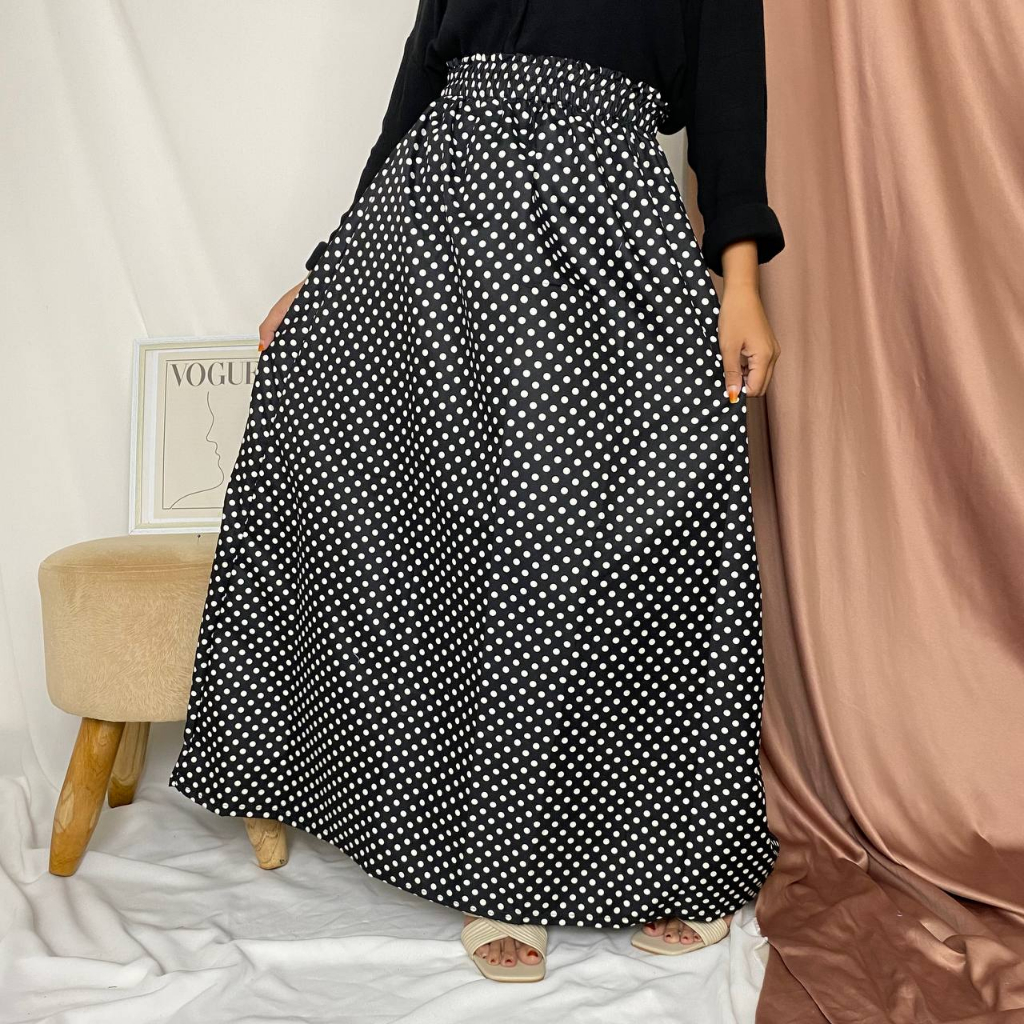 ROK A-LINE  POLKADOT BAHAN KATUN/ROK POLKA MOTIF