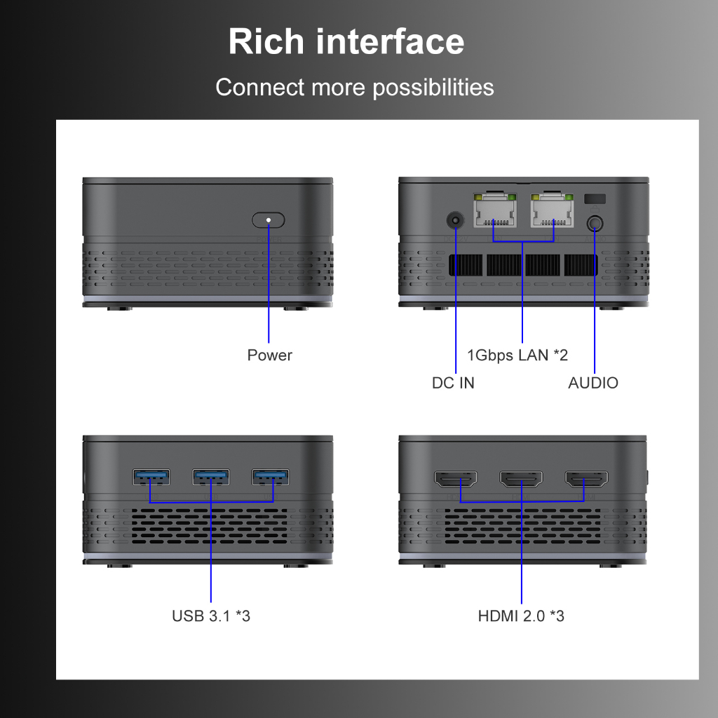 Mini PC T9 Plus Intel N100 16GB LPDDR5 Triple HDMI 2xLAN Windows 11 Pro