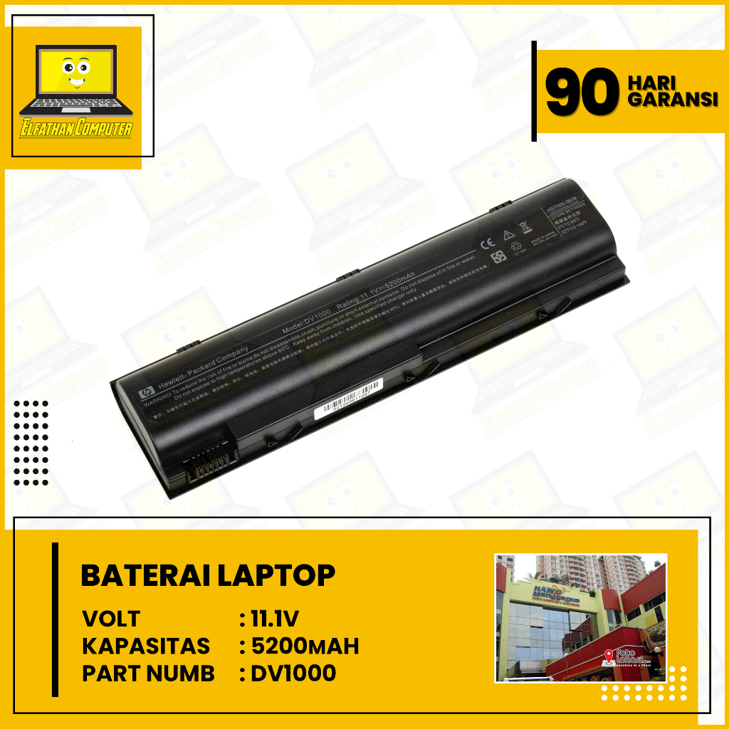 Baterai Laptop HP Pavilion DV1000 ZE2000 DV4000 M2000 V2000