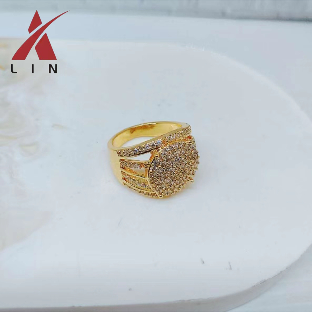 LIN Jewelry Cincin CG Permata Lapis Emas Perhiasan Fashion R701