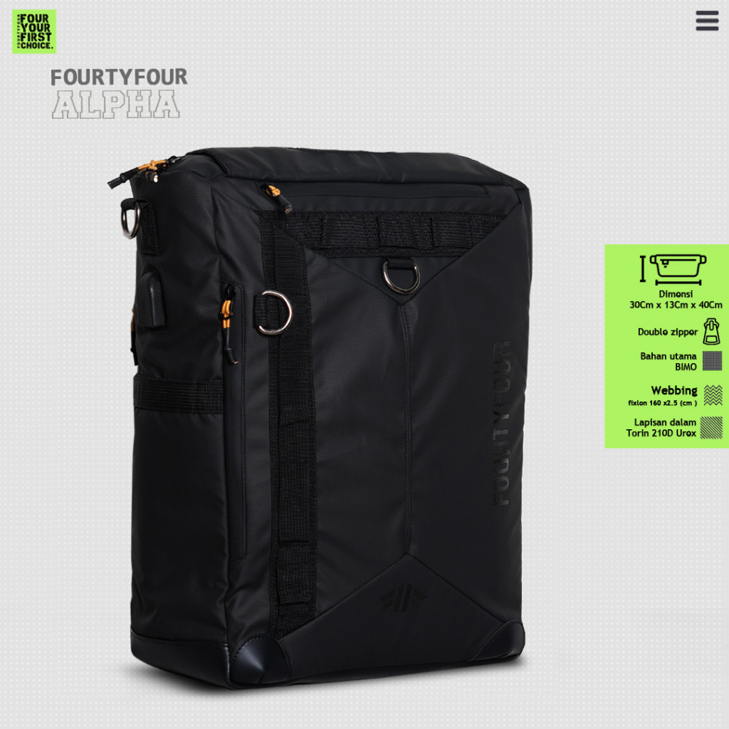 FOURTYFOUR ALPHA - Ransel Premium Pria 3 In 1 - Waterproof