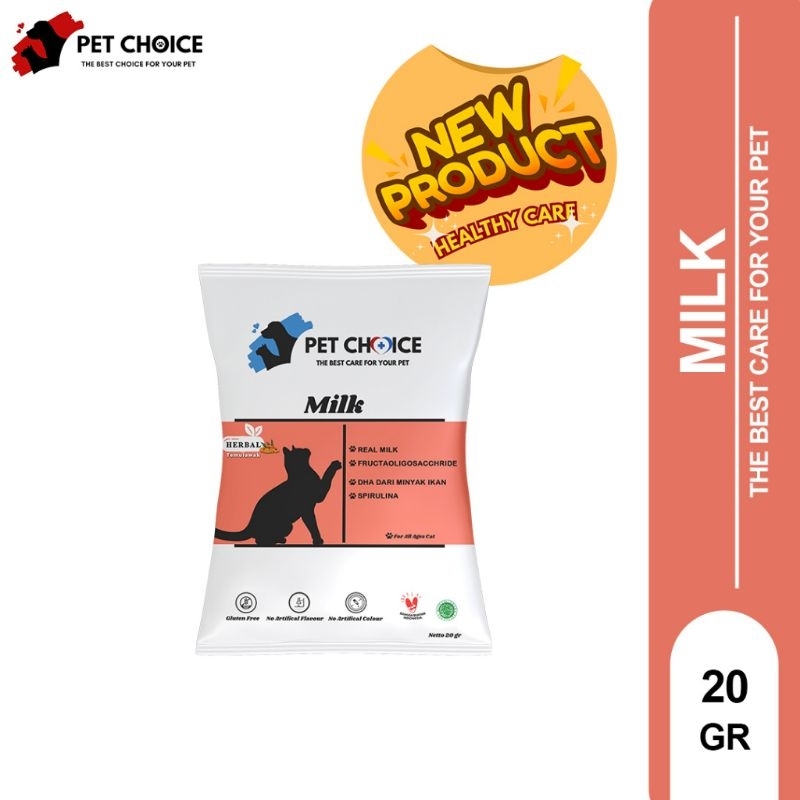 SUSU KUCING PET CHOICE MILK SUSU ANJING SUSU HERBAL PENAMBAH NAFSU MAKAN KUCING PENGGEMUK KUCING susu kucing skin and coat susu anak kucing dan susu kucing dewasa penambah nafsu makan kucing susu pet choice susu kucing dengan temulawak dan spirulina