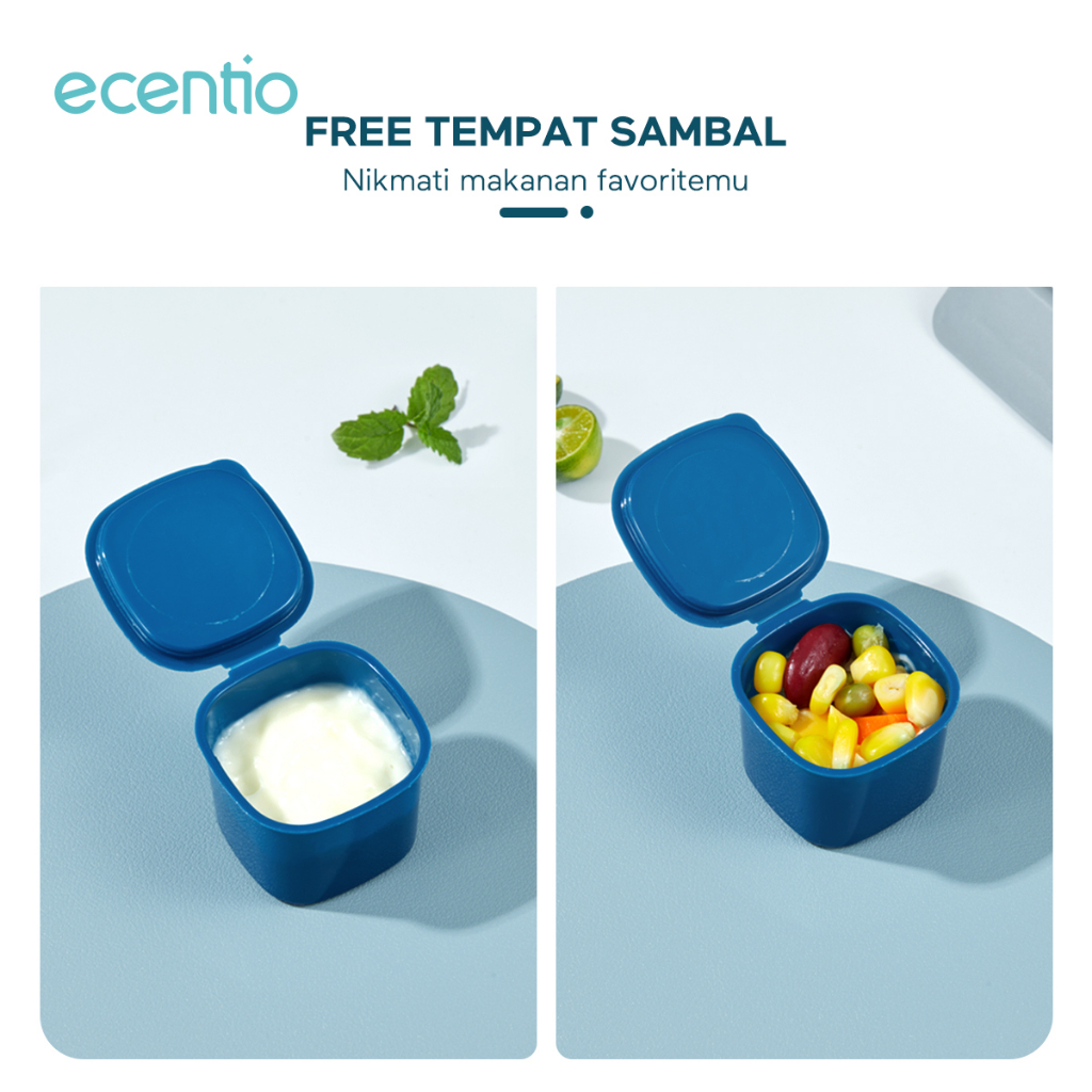 ecentio kotak bekal anti tumpah 2 susun 1100ml portable salad sauce buah/tempat makan Tahan Panas microwavable/lunch box BPA Free/free sendok