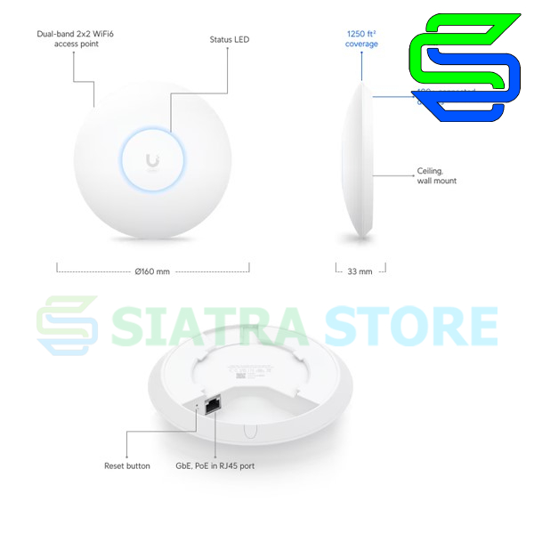 Ubiquiti U6+ | Unifi U6 Plus Ceiling WiFi 6 2x2 MIMO Access Point