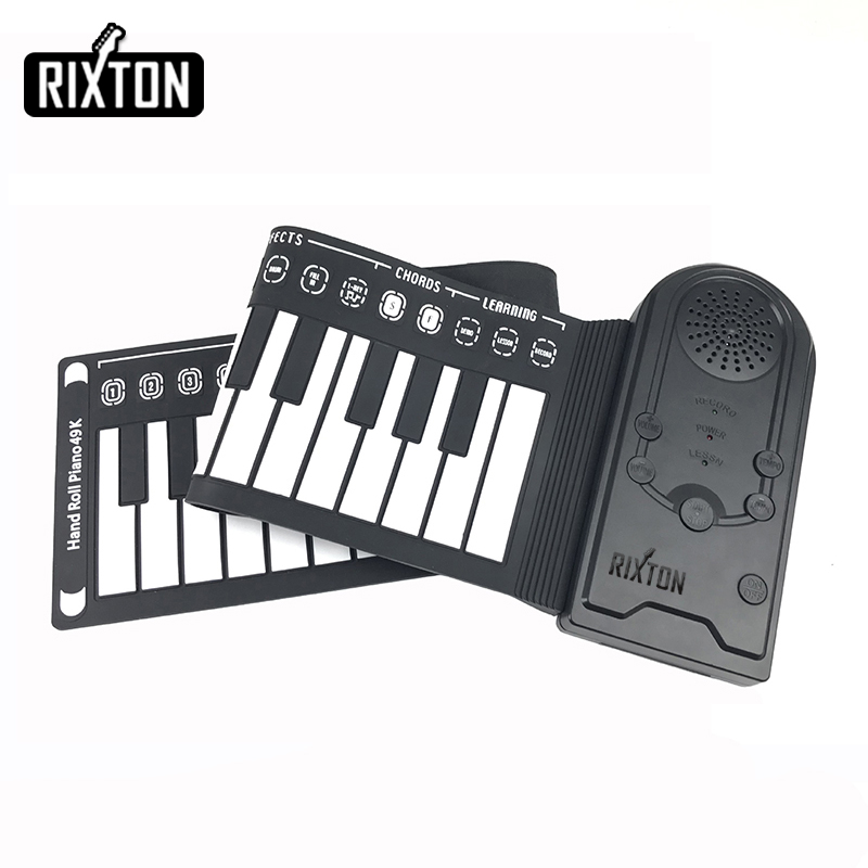 Rixton 49 Key Hand Rolled Piano Lipat Organ Elektronik Silikon Lembut Portabel Dengan Tanduk Untuk Pemula Untuk Berlatih