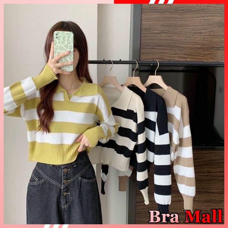 【 Bra Mall 】BJ-067 Sweater Rajut Wanita Valencia Blaster Crop Korea