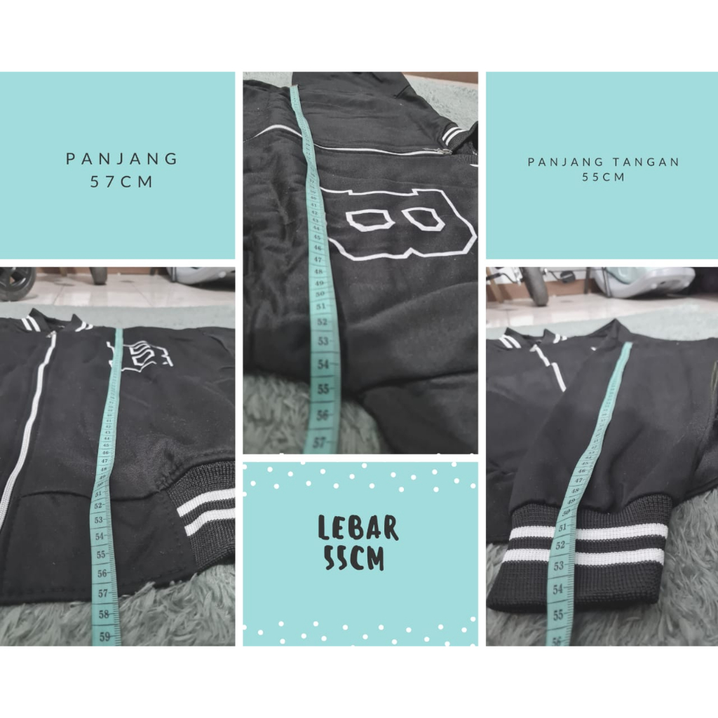 B ZIPPER BLACK JAKET BASEBALL CROP | VARSIRTY KOREAN TERBARU