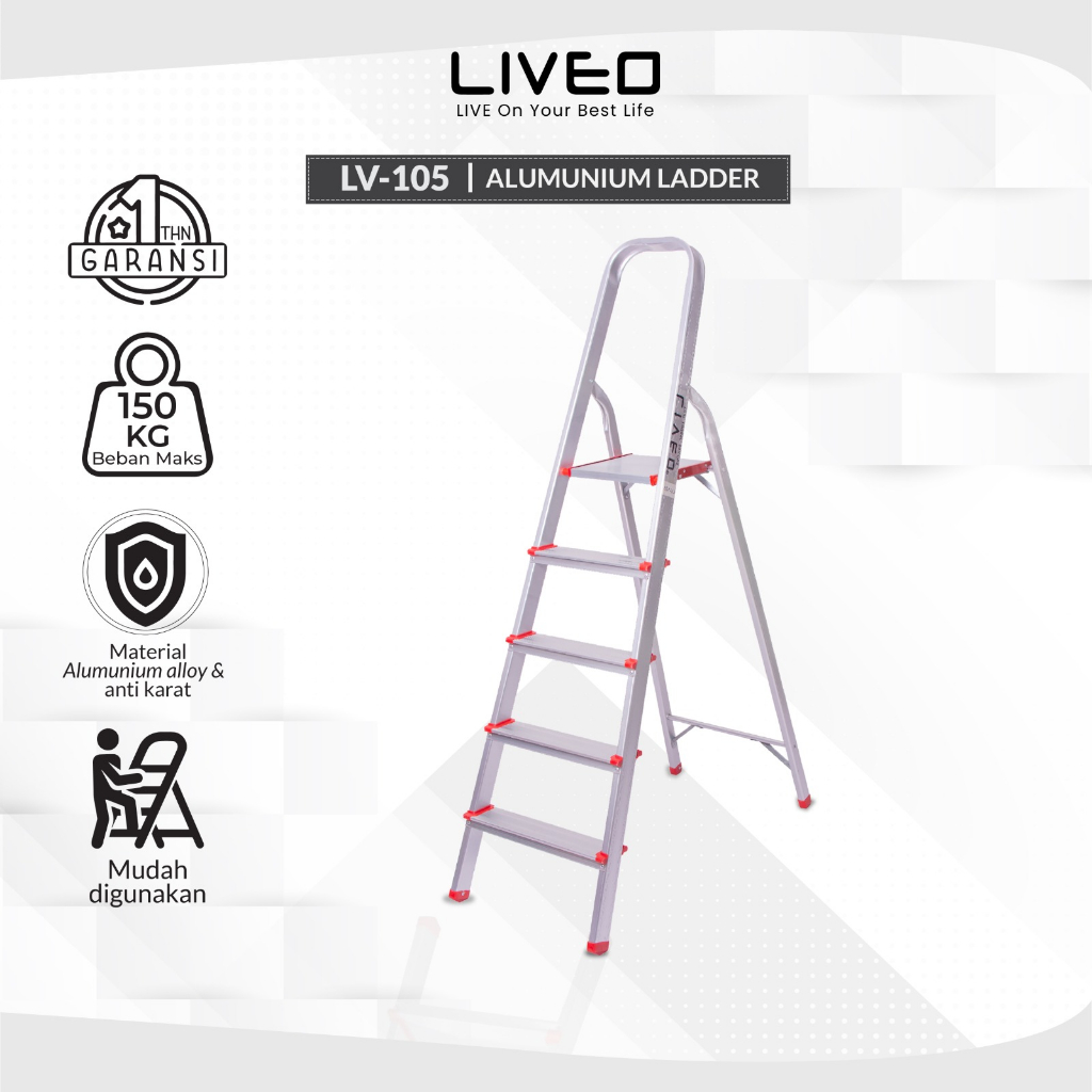 Tangga Rumah Lipat Alumunium Liveo LV-105 / Tangga 5 step
